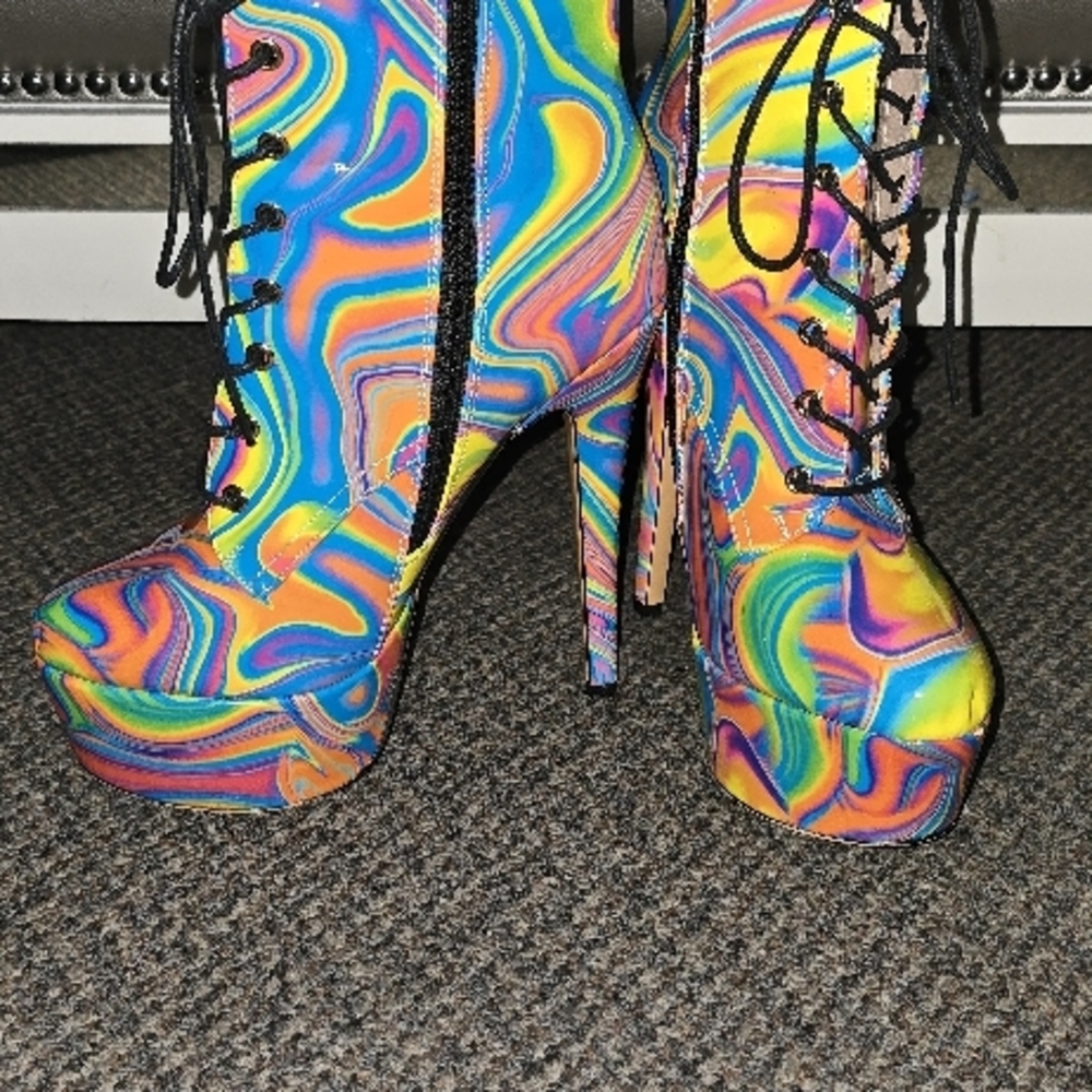 Colorful Platform Ankle Boots